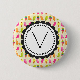 Popsicles and Ice Creme Personalisiert Monogram Button