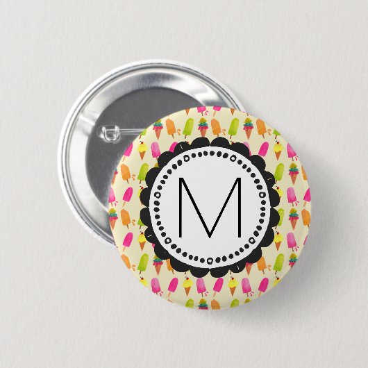 Popsicles and Ice Creme Personalisiert Monogram Button (Vorne & Hinten)