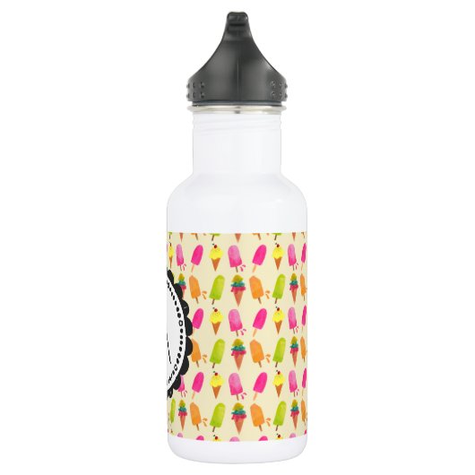 Popsicles and Ice Creme Personalisiert Monogram Edelstahlflasche (Rechts)