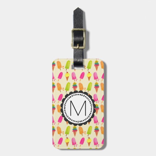 Popsicles and Ice Creme Personalisiert Monogram Gepäckanhänger (Vorderseite vertikal)