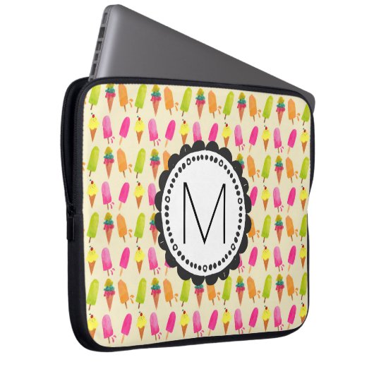 Popsicles and Ice Creme Personalisiert Monogram Laptopschutzhülle (Vorne Rechts)