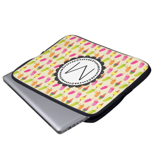 Popsicles and Ice Creme Personalisiert Monogram Laptopschutzhülle (Vorne Knopf)