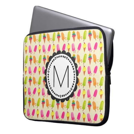 Popsicles and Ice Creme Personalisiert Monogram Laptopschutzhülle (Vorderseite Links)