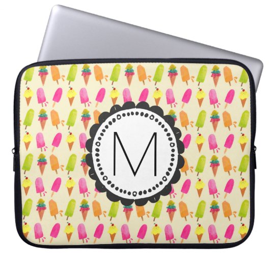 Popsicles and Ice Creme Personalisiert Monogram Laptopschutzhülle (Vorderseite)
