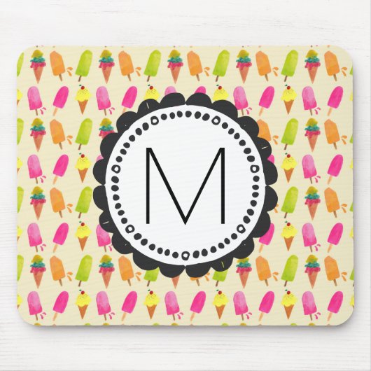 Popsicles and Ice Creme Personalisiert Monogram Mousepad (Vorne)