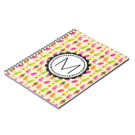 Popsicles and Ice Creme Personalisiert Monogram Notizblock (Linke Seite)