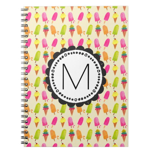 Popsicles and Ice Creme Personalisiert Monogram Notizblock (Vorderseite)