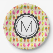 Popsicles and Ice Creme Personalisiert Monogram Pappteller (Vorderseite)