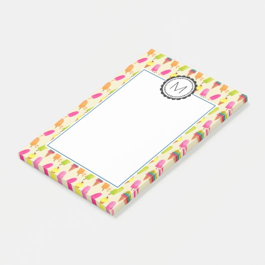 Popsicles and Ice Creme Personalisiert Monogram Post-it Klebezettel (angewinkelt)