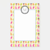 Popsicles and Ice Creme Personalisiert Monogram Post-it Klebezettel (Vorderseite)