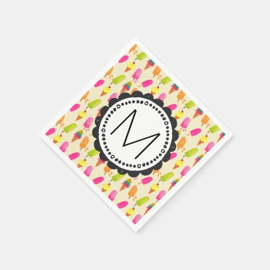 Popsicles and Ice Creme Personalisiert Monogram Serviette (Ecke)