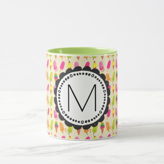 Popsicles and Ice Creme Personalisiert Monogram Tasse (Zentrum)