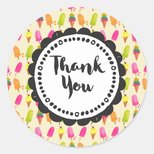 Popsicles and Ice Creme Vielen Dank Runder Aufkleber (Vorderseite)