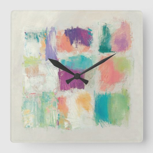 Popsicles II Stone Abstract Print | Mike Schick Quadratische Wanduhr (Vorderseite)