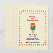 Popsiday Card über Gelb Einladung (Vorne/Hinten)