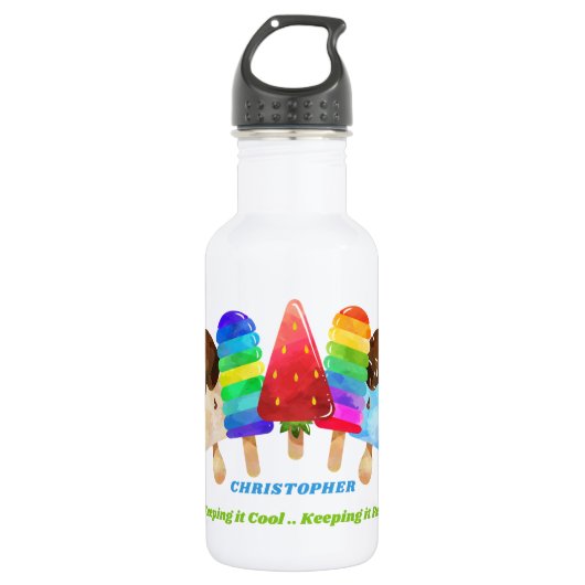 Popsiful Colorful Kids Personalisiert Edelstahlflasche (Vorderseite)