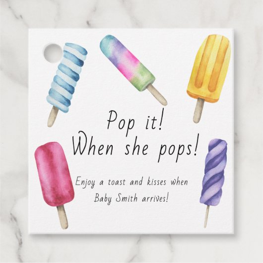 Popsim Baby Dusche Pop wenn sie Pop Geschenkanhänger (Vorderseite)