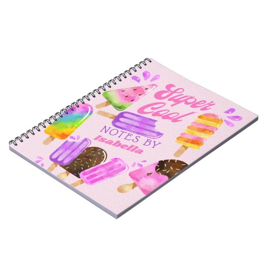 Popsim Super Cool Pink Lila Personalisiert Notizblock (Linke Seite)