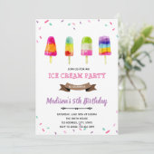 Popsimädchen Eis Geburtstagseinladung Einladung (Stehend Vorderseite)
