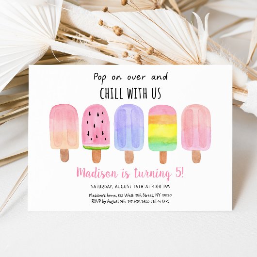 Popsiv Pop auf Over Pink Girl Birthday Einladung