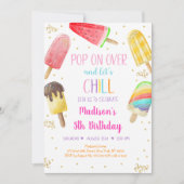 Popsiv Rainbow Pink Gold Girl Birthday Einladung (Vorderseite)