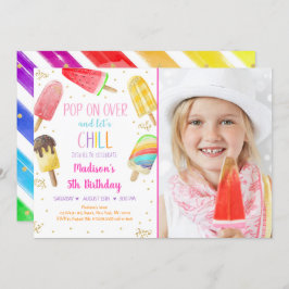 Popsiv Rainbow Pink Gold Girl Birthday Einladung