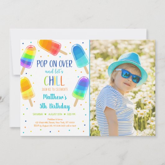 Popsizer Eiscreme Pop über Geburt Einladung (Vorderseite)