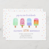 Popsizer Eiscreme Pop über Geburt Einladung (Vorne/Hinten)