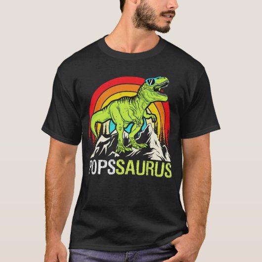 Popssaurus Dinosaurier Grandpa Saurus Vatertag T-Shirt (Vorderseite)
