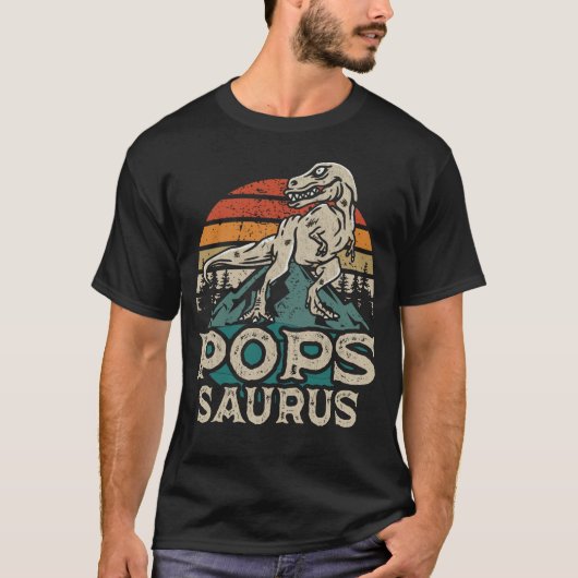 Popssaurus Dinosaurier Grandpa Saurus Vatertag T-Shirt (Vorderseite)