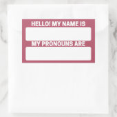 Popstar Red Name & Pronoun Labels Rechteckiger Aufkleber (Tasche)