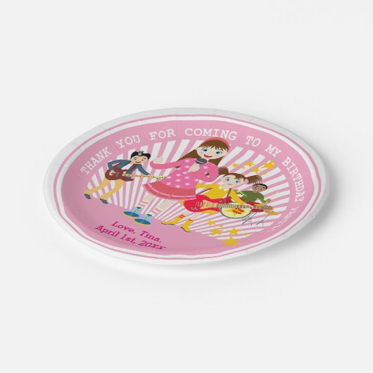 Popsternmädchen-Geburtstags-Party Pappteller (Schrägansicht)