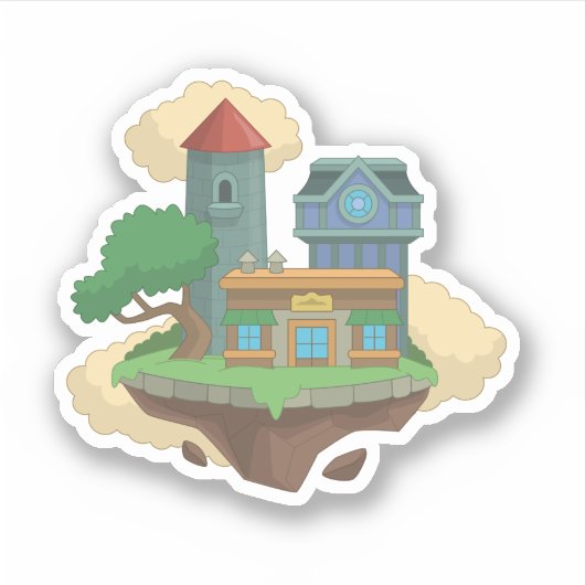 Poptropica Zuhause Island Sticker (Vorderseite)