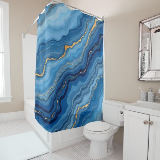 Popular Azure Blue Gold Marble Collection Duschvorhang (Beispiel)