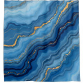 Popular Azure Blue Gold Marble Collection Duschvorhang (Vorderseite)