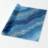Popular Azure Blue Gold Marble Collection Geschenkpapier (Ungerollt)