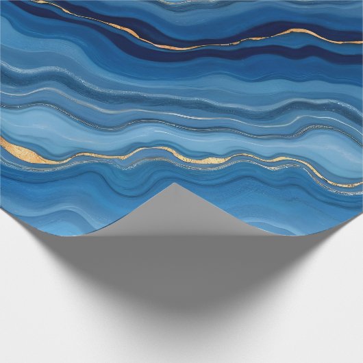 Popular Azure Blue Gold Marble Collection Geschenkpapier (Ecke)