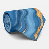 Popular Azure Blue Gold Marble Collection Krawatte (Gerollt)