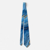 Popular Azure Blue Gold Marble Collection Krawatte (Rückseite)