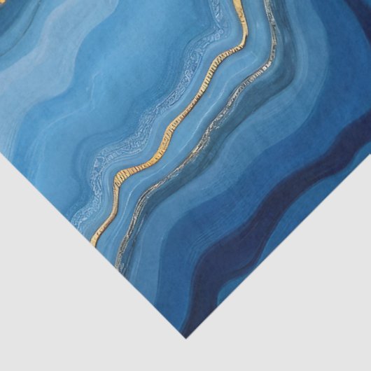 Popular Azure Blue Gold Marble Collection Seidenpapier (Ausschnitt)