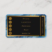 Popular Azure Blue Gold Marble Collection Visitenkarte (Rückseite)