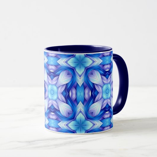 Popular captivating pattern in blue and violet tasse (VorderseiteRechts)