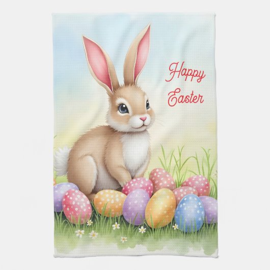 Popular Cute Easter Bunny And Eggs Collection Geschirrtuch (Vertikal)