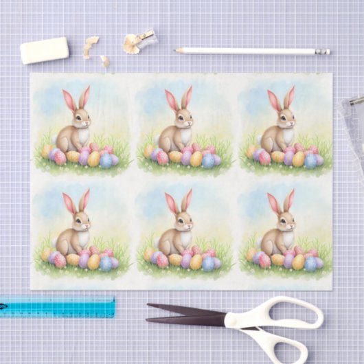 Popular Cute Easter Bunny And Eggs Collection Seidenpapier (Handwerk)