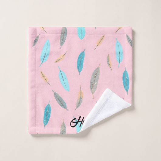 Popular Feathers Luxury Boho Collection Badhandtuch Set (Waschlappen)