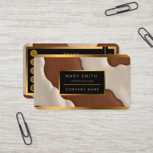 Popular Luxury Elegant Faux Cow Leather Collection Visitenkarte (Vorderseite/Rückseite Beispiel)