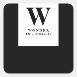 Popular Monogram black minimalist Wedding Quadratischer Aufkleber