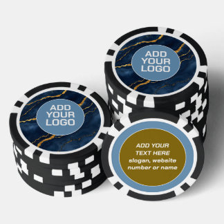 Popular Navy Blue Gold Marble Collection Pokerchips