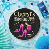 POPULAR PINK 50. GEBURTSTAG DIVA DESIGN PAPPTELLER (Party)