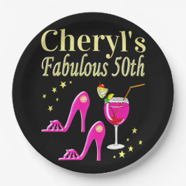 POPULAR PINK 50. GEBURTSTAG DIVA DESIGN PAPPTELLER